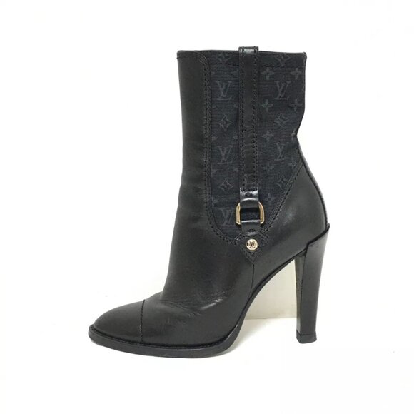 Louis Vuitton Shoes - 100% Authentic LOUIS VUITTON Black Women's Boots Monogram Mini Canvas Leather